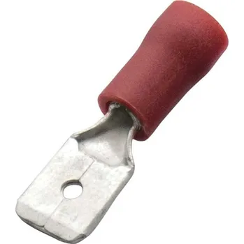 elektrický kabel 260516/10 Kolík plochý s PVC izolací 0,5 - 1 mm2, 4,8 x 0,8 červená, SmallPack, Haupa