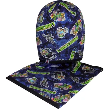 Čepice ČEPICE DĚTSKÁ MINECRAFT S NÁKRČNÍKEM dvouvrstvá 4 Velikost: S