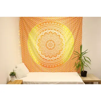 Přehoz na lůžko Přehoz mandala - oranžovo-žlutý