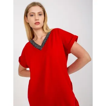 Dámská halenka Dámská halenka s krátkými rukávy plus size ALFIE červená