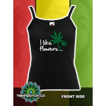 TEKNOSHOP I Like Flowers dnb tílko s potiskem dámské XL černé