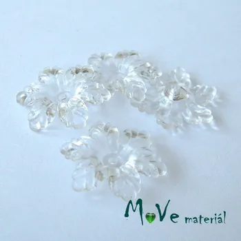 Dětské navlékací korálky Akrylový květ 22mm, 4ks, čirý