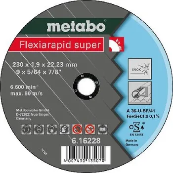 Řezný kotouč Metabo Příslušenství - Řezný kotouč pro nerezovou ocel Flexarapid Super 230 x 1,9 x 22,23 mm 616228000