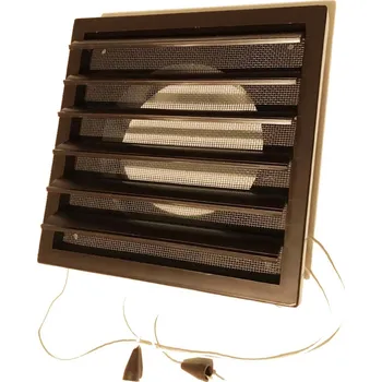 Větrací mřížka Větrací mřížka 183x183 mm s límcem d125 mm, manuální žaluzií a síťkou, hnědá MIKAWI 14-0237