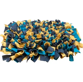 Hračka pro psa Čmuchacíkoberečky.cz® Čmuchací kobereček extra hustý ŽLUTO-TYRKYSOVO-ŠEDÝ Velikost: 30x15cm