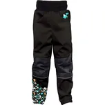 Dětské softshellové kalhoty Wamu s fleecem Dinosauři - černohnědé velikost 86-92