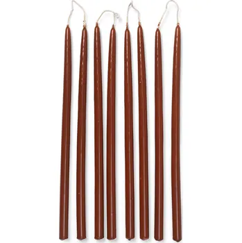 Ferm Living, Svíčky Spike Slim rezavě hnědá 8 ks - Formadore