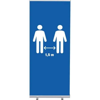 Set Roll-baneru Budget s vytištěným motivem vzdálenost 1,5 metru, modrá