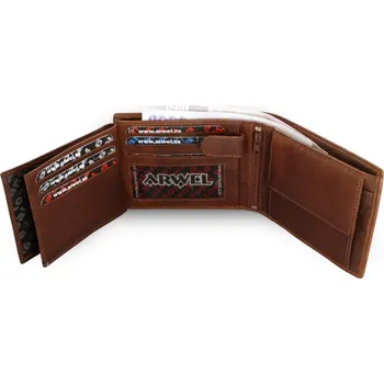 Peněženka Pánská kožená peněženka Arwel 4404A­ - tmavě hnědá