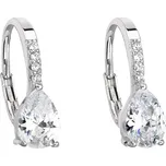 Stříbrné náušnice visací se zirkonem bílá slza 11206.1