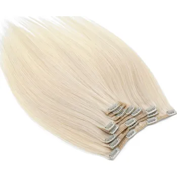 Příčesek Clip in vlasy k prodlužování 70cm, 140g - REMY, 100% lidské - platinová blond