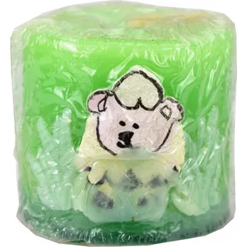 Svíčka Svíčka válec zelená s ovečkou 6x6 cm (136047 CAN svíčka zelená ovečka válec 60/60)