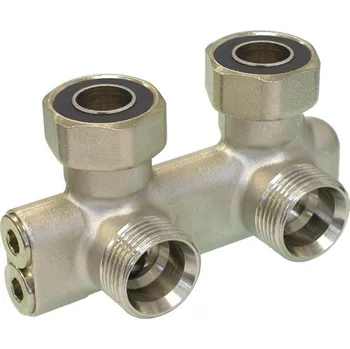 Fitinka FORNARA křížení rohové pro radiátory VK, uzavíratelné, s redukcemi 3/4" x 1/2" a adaptéry na plocho FO.409E