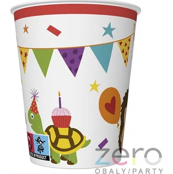 Jednorázové nádobí Pohárek (kelímek) nápojový papírový 0,25 l (8 ks) - party zvířátka