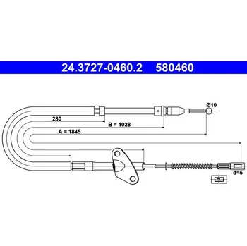 Lanko parkovací brzdy Tažné lanko, parkovací brzda ATE 24.3727-0460.2