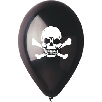 Balónek Gemar Kulaté latexové balónky 30cm Černá s lebkou 5ks
