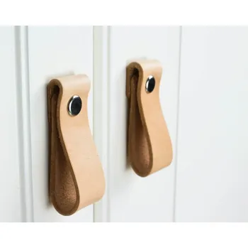 Nábytkové kování In-Design Nábytková kožená knopka NATURE malá, přírodní kůže