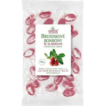 Bonbon Brusinkové bonbóny se sladidlem 100 g - Valdemar Grešík (Cukrovinky, Drops)