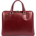 Elegantní tmavě červená dámská kožená taška A4