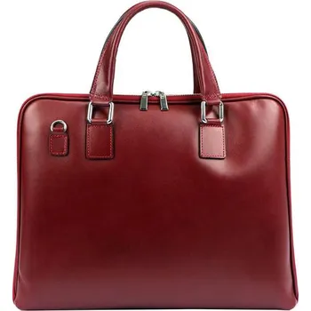 Elegantní tmavě červená dámská kožená taška A4