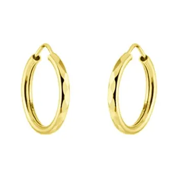 Náušnice GEMMAX Zlaté kruhy s lesklými ploškami Ø 17 mm – zlatý šperk ryzosti 585/1000 v Dárkovém balení s Certifikátem GLEYN-17-39221