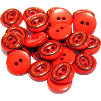 Knoflík GU206, Plastový knoflík, červený, 13 mm / 1 kus