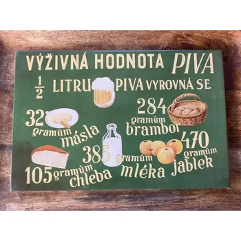 Plechová cedule Plechová retro cedule Výživná hodnota 28,5 x 18,5 cm