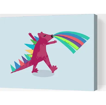 Malování podle čísel - Růžový dinosaurus Velikost: 30x40cm, Rámování: Pouze srolované plátno