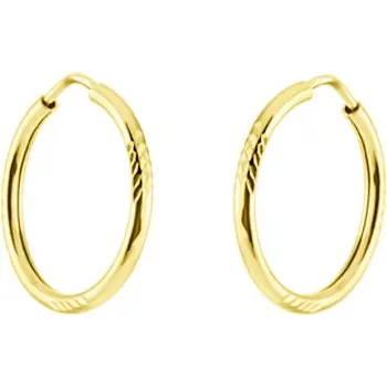 Náušnice GEMMAX Zlaté náušnice Kruhy Ø 23 mm - gravírované, kulatý profil – zlatý šperk ryzosti 585/1000 v Dárkovém balení s Certifikátem GLEYN-23-39211