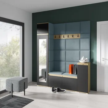 Předsíňová stěna Předsíňová stěna Emi 29 - dub/černá Barva panelů: Pastelová modrá - Trinity 22