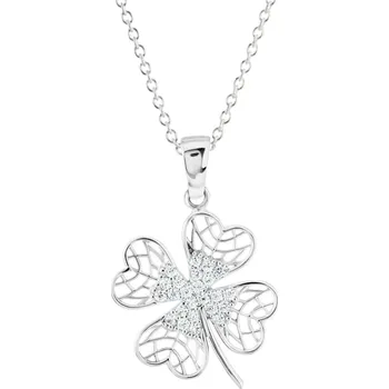 Náhrdelník GEMMAX "" Řetízek se čtyřlístkem z bílého zlata – zlatý šperk ryzosti 585/1000 v Dárkovém balení s Certifikátem GLSWB-40741-39271