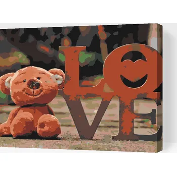 Malování podle čísel - Medvídek Velikost: 30x40cm, Rámování: Pouze srolované plátno