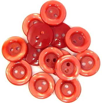 Knoflík GU183, Plastový knoflík, červený, 15 mm / 1 kus