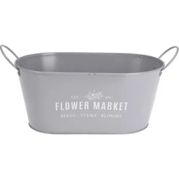 Květináč Oválný květináč Flower market šedý 26,3x16,5x12 cm (133799 041 FZ1000510 obal šedý plech)