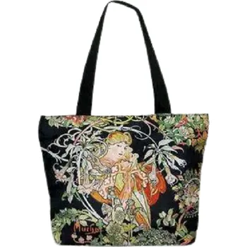Queen Isabell Collection Taška na zip přes rameno A. Mucha tmavý podklad - 44*34,5 cm
