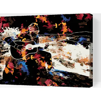 Malování podle čísel - Kytarista Velikost: 30x40cm, Rámování: Pouze srolované plátno