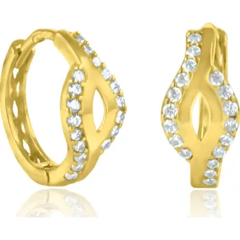 Náušnice GEMMAX Zlaté kroužky se zirkony Ø 14 mm – zlatý šperk ryzosti 585/1000 v Dárkovém balení s Certifikátem GLEYB-14-27311