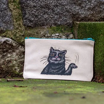 Penál Bavlněný penál, potištěný originální kresbou od Alči, Kočka