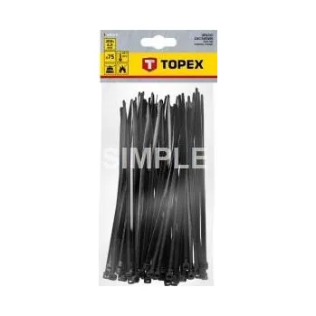 Autodílna Stahovací pásky, černé, 4.8 x 200 mm, 75ks, , TOPEX, 44E978
