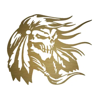 Samolepící dekorace SAMOLEPKA Indián 007 pravá lebka náčelník (64 - škrábaný kov zlatý) NA AUTO, NÁLEPKA, FÓLIE, POLEP, TUNING, VLASTNÍ TEXT, TISK, AUTOSAMOLEPKY.cz, POLEPY, OBRÁZEK, LOGO, SAMOLEPKY