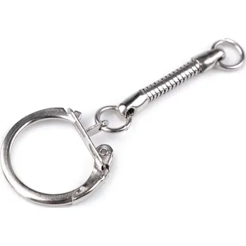 Přívěsek na klíče s karabinou a poutkem, barva 1 nikl