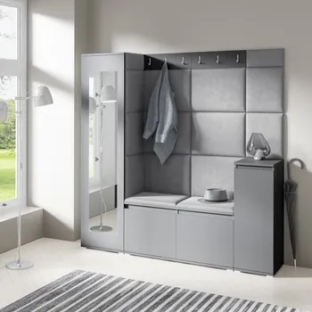 Předsíňová stěna Předsíňová stěna Emi 28 - grafit Barva panelů: Tmavě šedá - Trinity 15