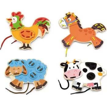 Dřevěná hračka Dřevěná provlékačka - domácí zvířátka