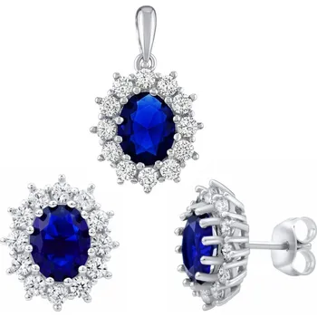 Souprava šperků Silvego Stříbrná souprava princezny Kate se syntetickým safírem