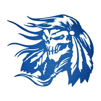 Samolepící dekorace SAMOLEPKA Indián 007 levá lebka náčelník (65 - škrábaný kov modrý) NA AUTO, NÁLEPKA, FÓLIE, POLEP, TUNING, VLASTNÍ TEXT, TISK, AUTOSAMOLEPKY.cz, POLEPY, OBRÁZEK, LOGO, SAMOLEPKY