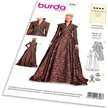 Střih Burda 6398 - Renesanční šaty