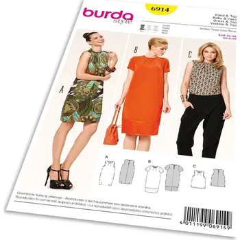 Volný čas Střih Burda 6914 - Balonové šaty, top