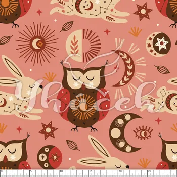 Zakázkový tisk, softshell, kočárkovina... Zvířecí souhvězdí na růžové Látky k tisku: Teplákovina počesaná nepromokavá