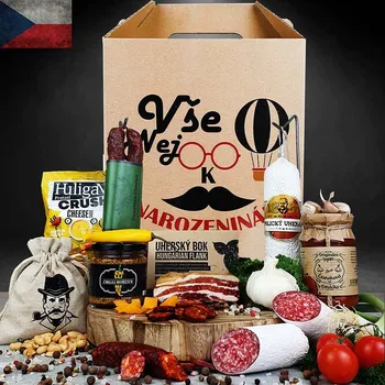 Dárkový potravinový koš Persi - Dárkový koš v krabici pro chlapa, muže dospělé k vánocům, narozeninám ke každé příležitosti