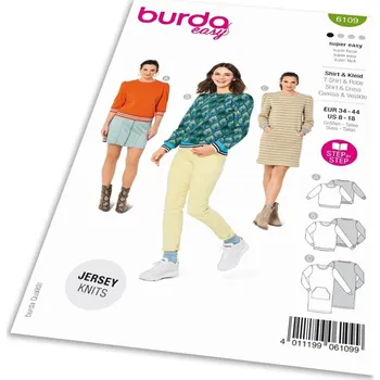 Střih Burda 6109 - Mikina s náplety, mikinové šaty